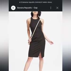 NWT Banana Republic black bi-stretch racer neck halter sheath dress 4 petite